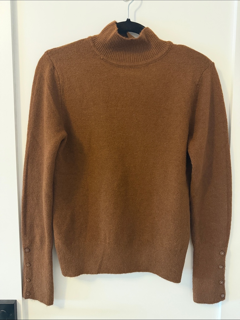 Mango Sweater with Buttoned Cuffs and Perkins Collar - Caramel (NWT)